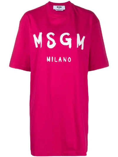 Msgm Logo Oversized T-shirt In Pink