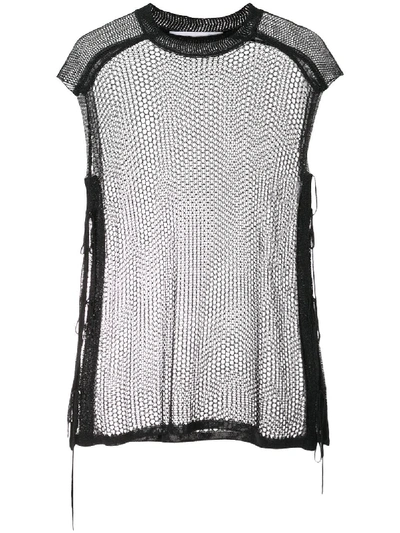 Mame Kurogouchi Mesh Top In Black