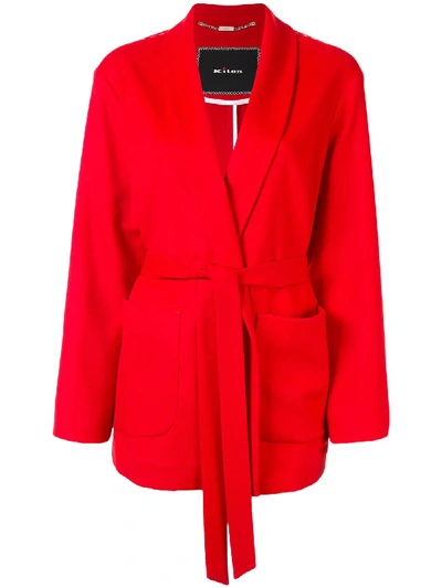 Kiton Tie-waist Blazer In Red