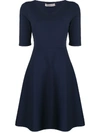 D-exterior Half-sleeve Flared Dress In Blue