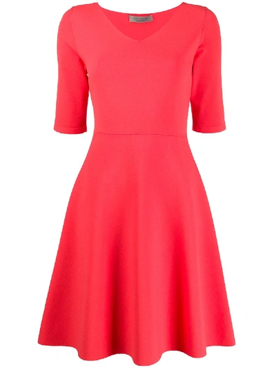 D-exterior Half-sleeve Flared Dress In Pink