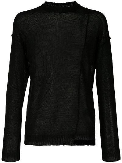 Isabel Benenato Long-sleeve Fitted Jumper In Black