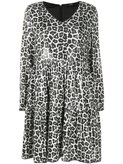 Steffen Schraut Leopard Sequin Shift Dress In Black