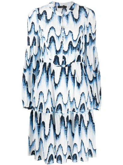 Steffen Schraut Abstract Wave-print Button-through Dress In Blue