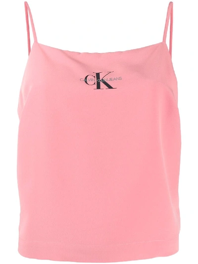 Calvin Klein Jeans Est.1978 Cropped-tanktop Mit Logo In Pink