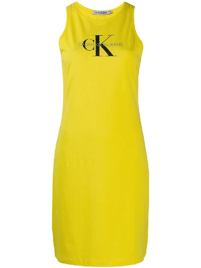 Calvin Klein Jeans Est.1978 Logo Sleeveless Mini Dress In Yellow
