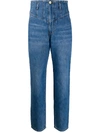 PINKO DENIM HIGH WAISTED TAPERED JEANS
