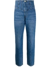Pinko Denim High Waisted Tapered Jeans In Blue