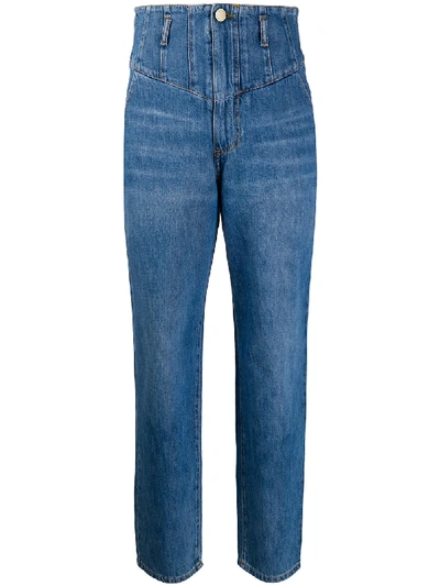 Pinko Denim High Waisted Tapered Jeans In Blue