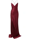 MICHELLE MASON WRAP-FRONT EVENING DRESS