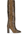 Paris Texas 100mm Pointed Toe Snakeskin Print Boots In Brown