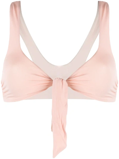 Stella Mccartney Tie-front Bikini Top In Neutrals