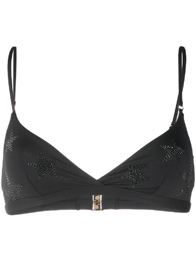 Stella Mccartney Crystal-star Triangle Bikini Top In 黑色