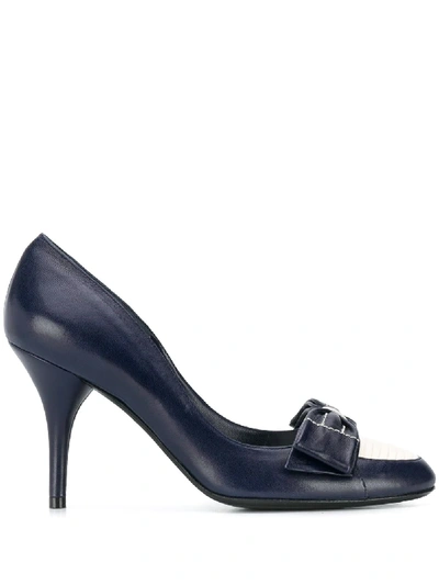 Pre-owned Chanel Bow Detail Pumps In Blue