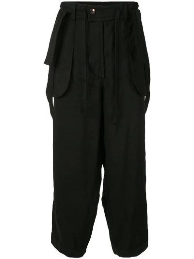 Ziggy Chen Reverse Suspender Trousers In Black