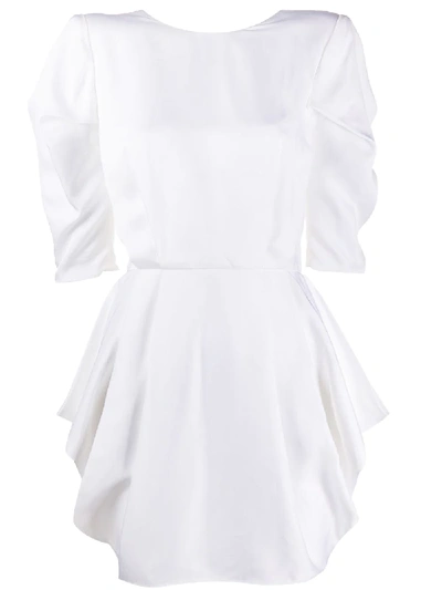 Alexandre Vauthier Short Sleeve Pleated Waist Dress In White