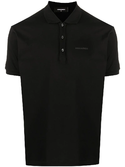 Dsquared2 Logo Print Polo Shirt In Black