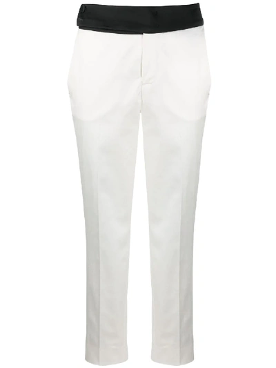 Pt01 Cropped Side Stripe Trousers In White