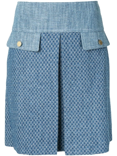 Paule Ka Denim Tweed Mini Skirt In Blue