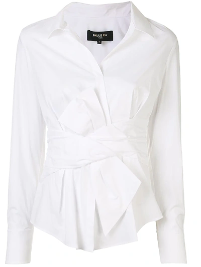 Paule Ka Bow Detail Poplin Blouse In White