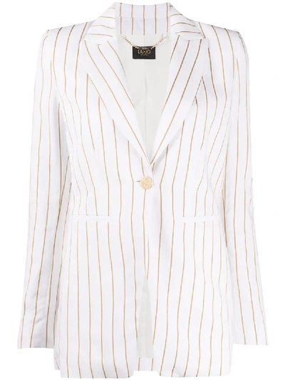 Liu •jo Striped Print Blazer In White