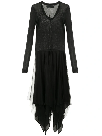 Marc Le Bihan Tulle-panelled Dress In Black