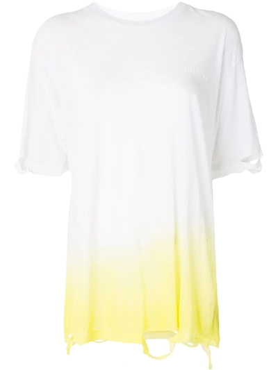 Ben Taverniti Unravel Project Distressed Degradé Jersey T-shirt In White,yellow
