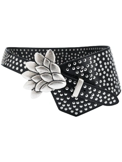 Isabel Marant Lowai Studded Leather Waist Belt In Black