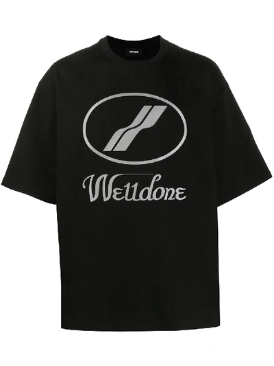 We11 Done We11done Black Reflective Logo T-shirt