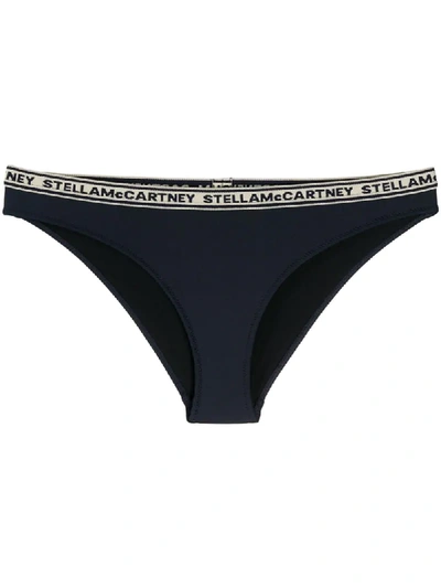 Stella Mccartney Logo-trim Bikini Bottoms In Blue