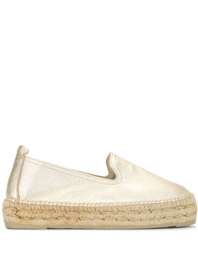 Manebi Hollywood Metallic Platform Espadrilles In Gold