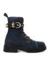 VERSACE JEANS COUTURE DENIM ANKLE BOOTS IN BLUE