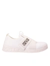 VERSACE JEANS COUTURE BRANDED STRAP SLIP-ON IN WHITE