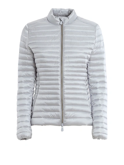 Save The Duck Eco-friendly Fitted Puffer Jacket In Light Grey