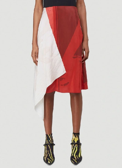 Marine Serre Contrasting Panelled Draped Skirt In Red