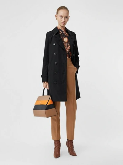 Burberry The Midlength Kensington Heritage Trench Coat In Black