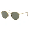 Ray Ban Round Metal Sunglasses Gold Frame Green Lenses Polarized 50-21 In Gold