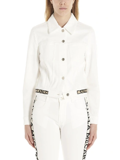 Stella Mccartney Cropped Logo-belted Jacket In White