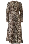 GANNI GANNI LEOPARD PRINT ZIPPED MIDI DRESS