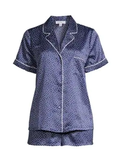 In Bloom Winding Road 2-piece Piped Pajama Set In Navy Dot