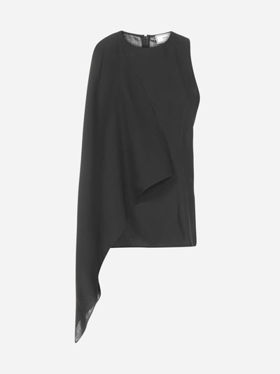 Ami Alexandre Mattiussi Asymmetrical Top Lightweight Wool In Black