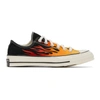 CONVERSE BLACK & RED FLAME CHUCK 70 LOW SNEAKERS