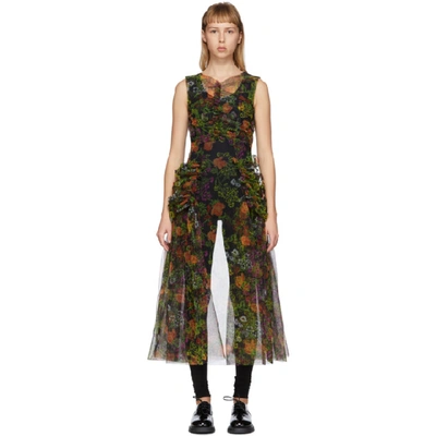 Molly Goddard Black And Multicolor Rosalia Dress In Black Flora