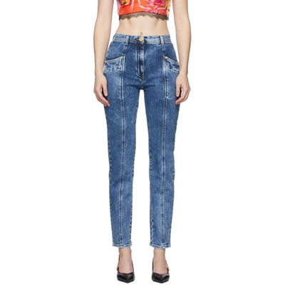 Versace High-rise Straight-leg Jeans In A8119 Blue