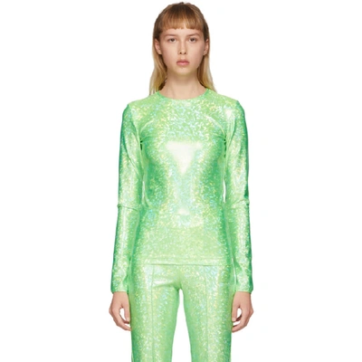 Saks Potts Green Saya Shimmer Top In Fluo Green