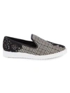 KARL LAGERFELD CARLYN LACE EMBROIDERY PLAID LOAFERS,0400011604783