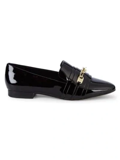 Karl Lagerfeld Niki Point-toe Patent Leather Loafers In Black Patent Leather