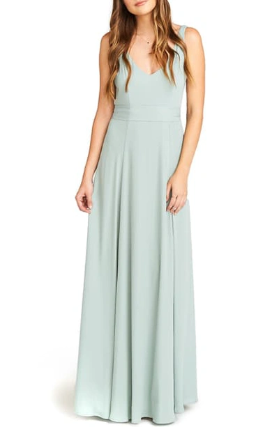 Show Me Your Mumu Jen Chiffon A-line Gown In Silver Sage