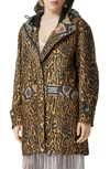 Burberry Hooded Animal-print Shell Coat In Honey