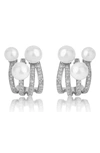 Hueb Spectrum Pearl Huggie Earrings In White Gold